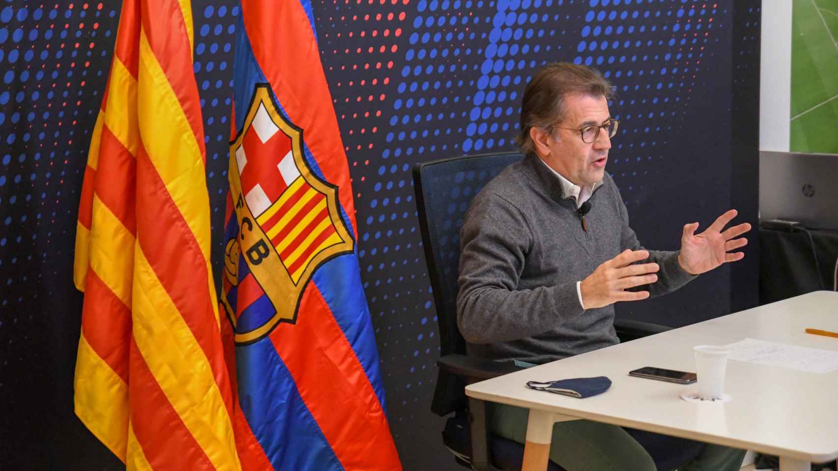 Toni Freixa en un acto virtual de precampaña / 'Fidels al Barça'