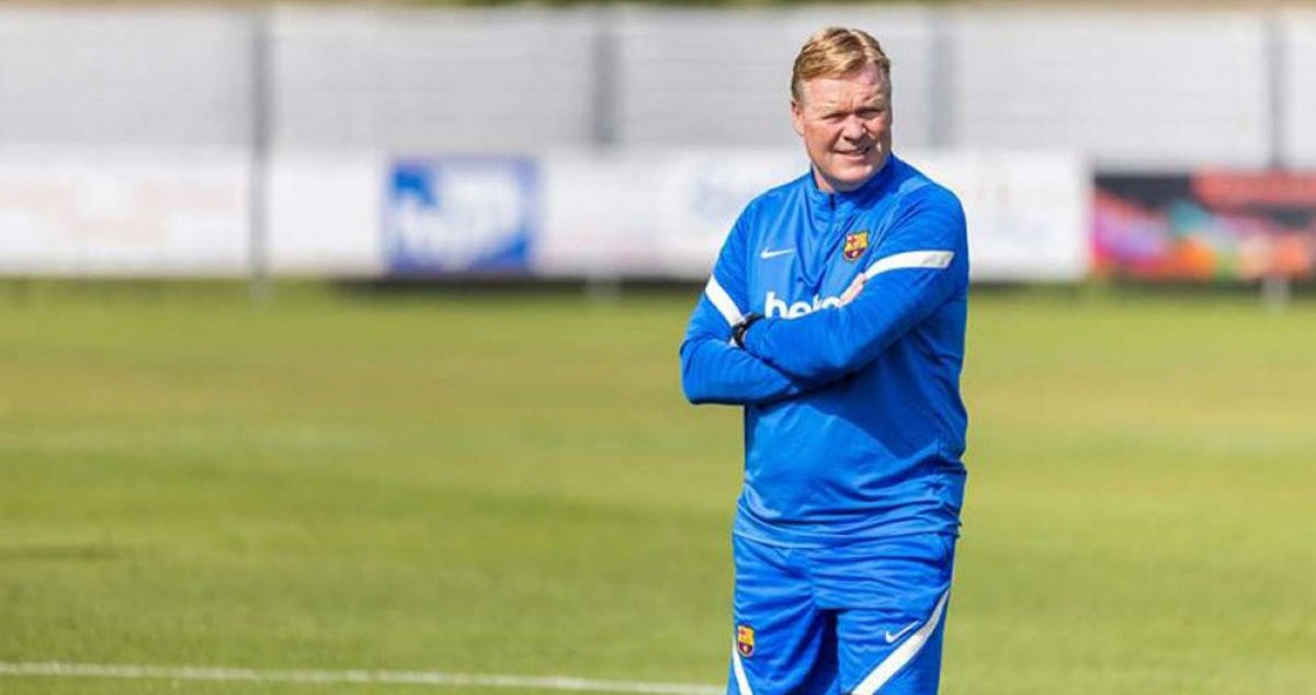 Ronald Koeman, en un entrenamiento del Barça / EFE