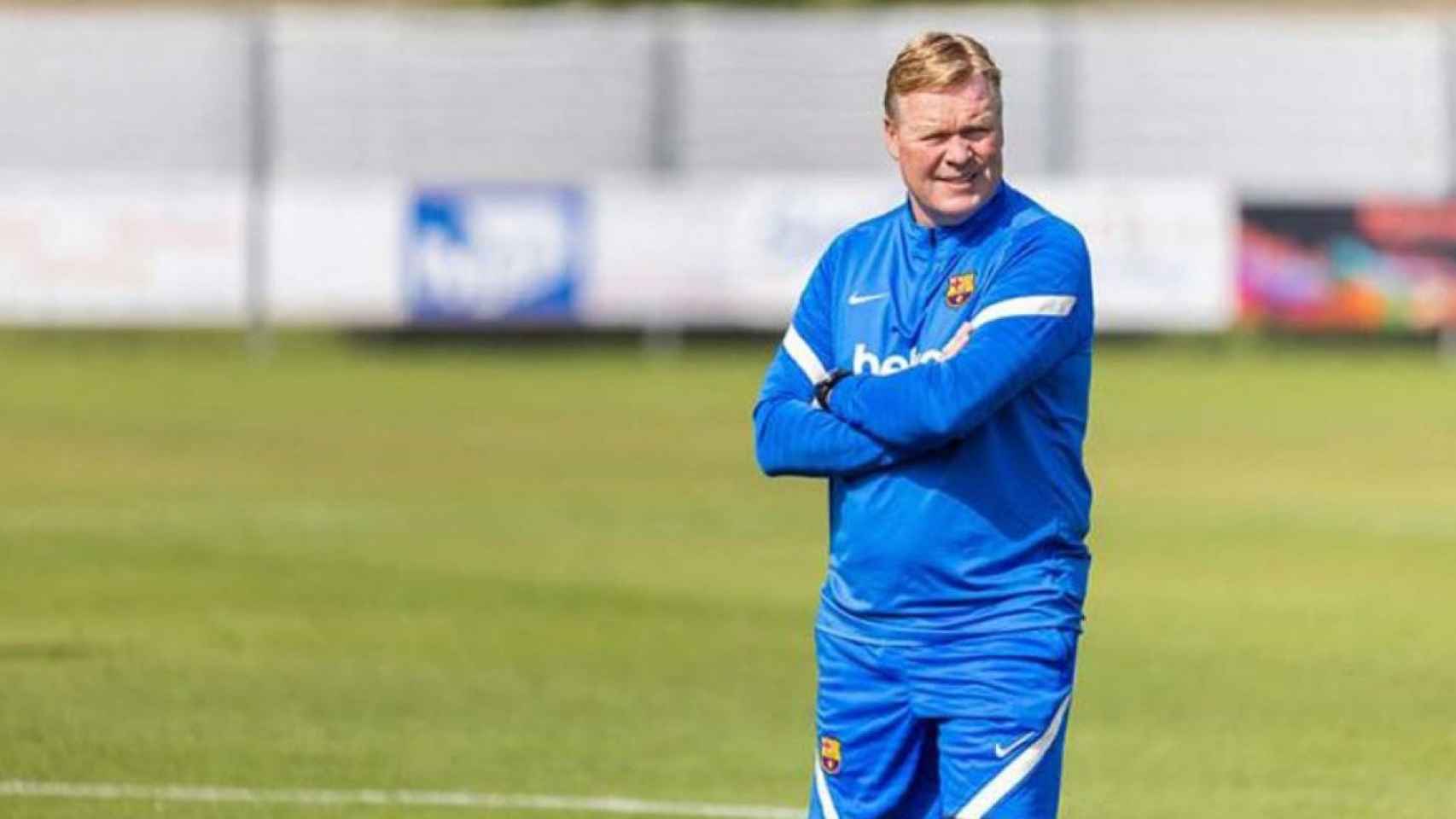 Ronald Koeman, en un entrenamiento del Barça / EFE