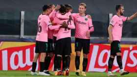 El Barça celebrando el gol de Dembelé ante la Juventus / FC Barcelona