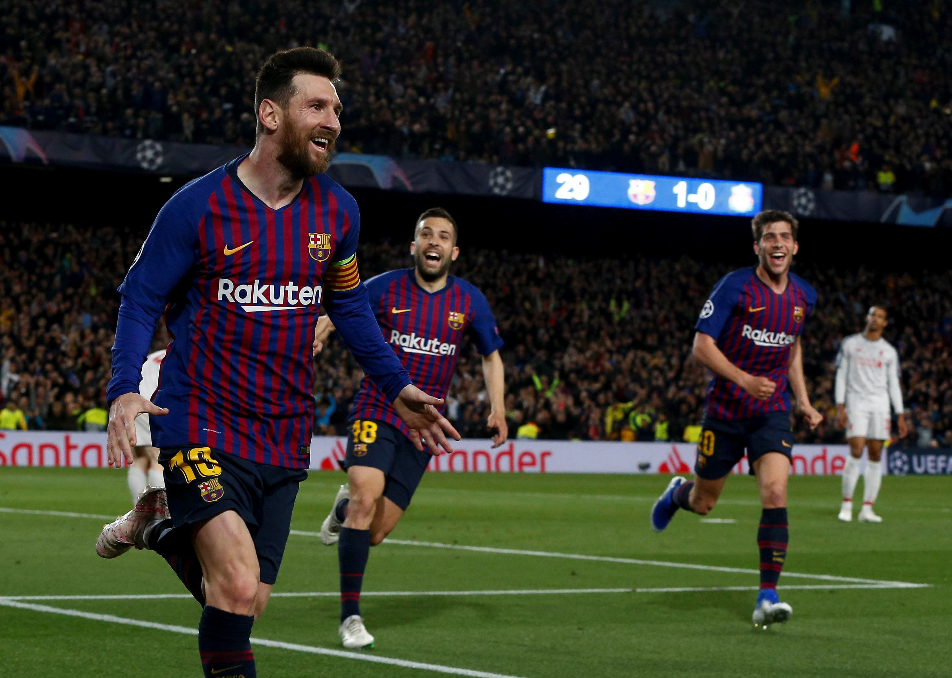 Leo Messi celebra el segundo gol del FC Barcelona frente al Liverpool / EFE