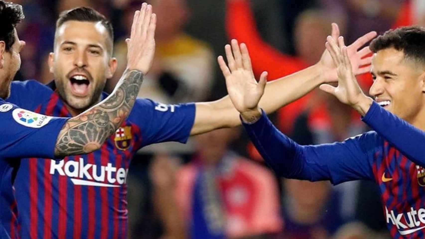 Coutinho celebra un gol con Messi y Jordi Alba / INSTAGRAM