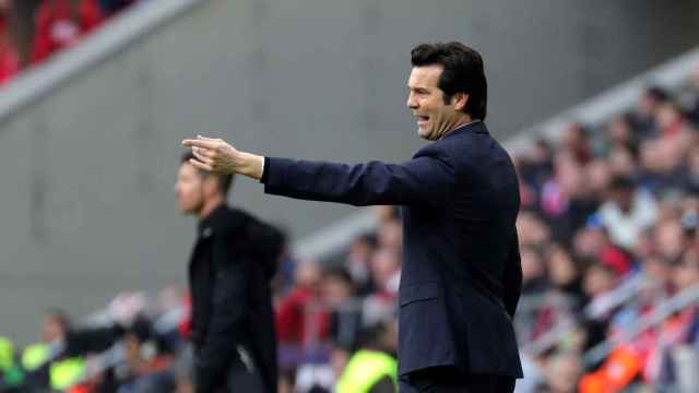 Santiago Solari en el derbi madrileño (1-3) en el Wanda Metropolitano / EFE