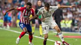 Una foto de Dani Ceballos durante el derbi madrileño / EFE