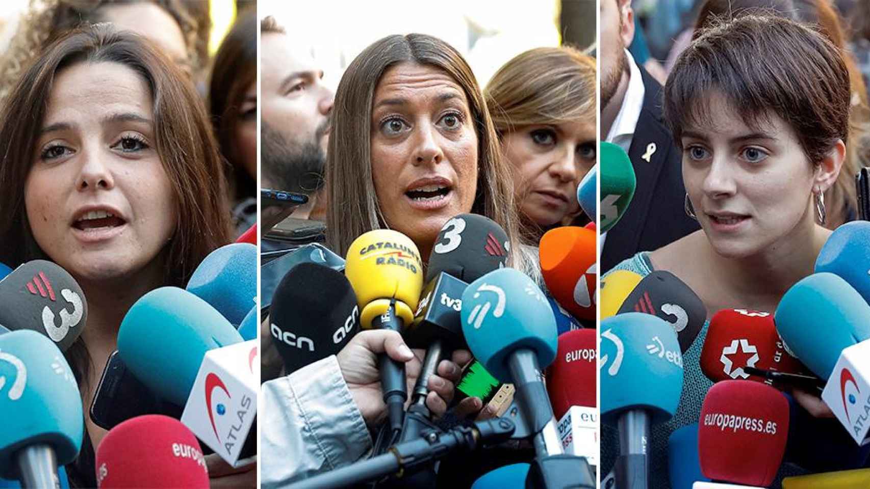 Maria Sirvent (CUP), Míriam Nogueras (JxCat) y Marta Rosique (ERC) ante la Audiencia Nacional / EFE