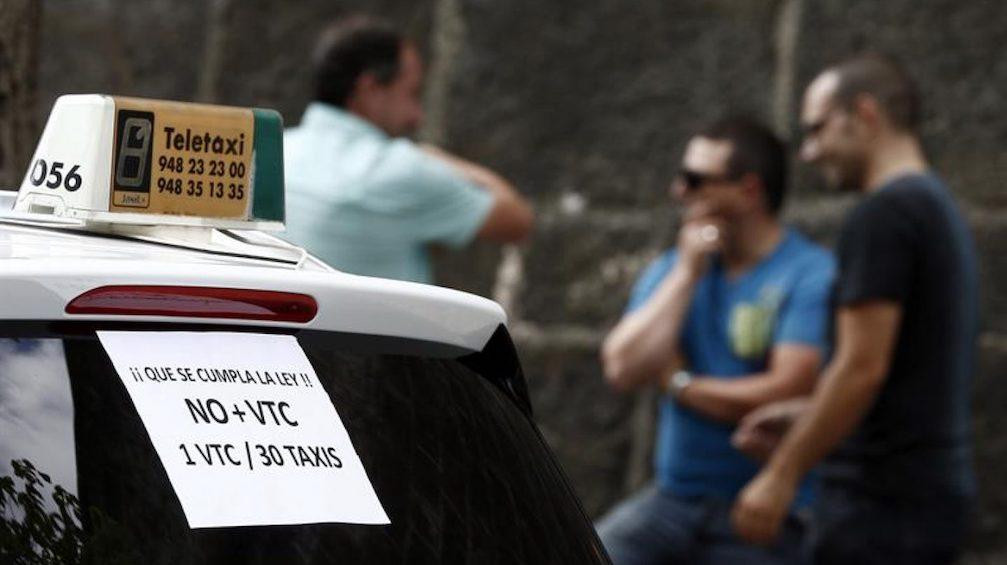 Taxistas protestando contra las licencias de VTC / EFE