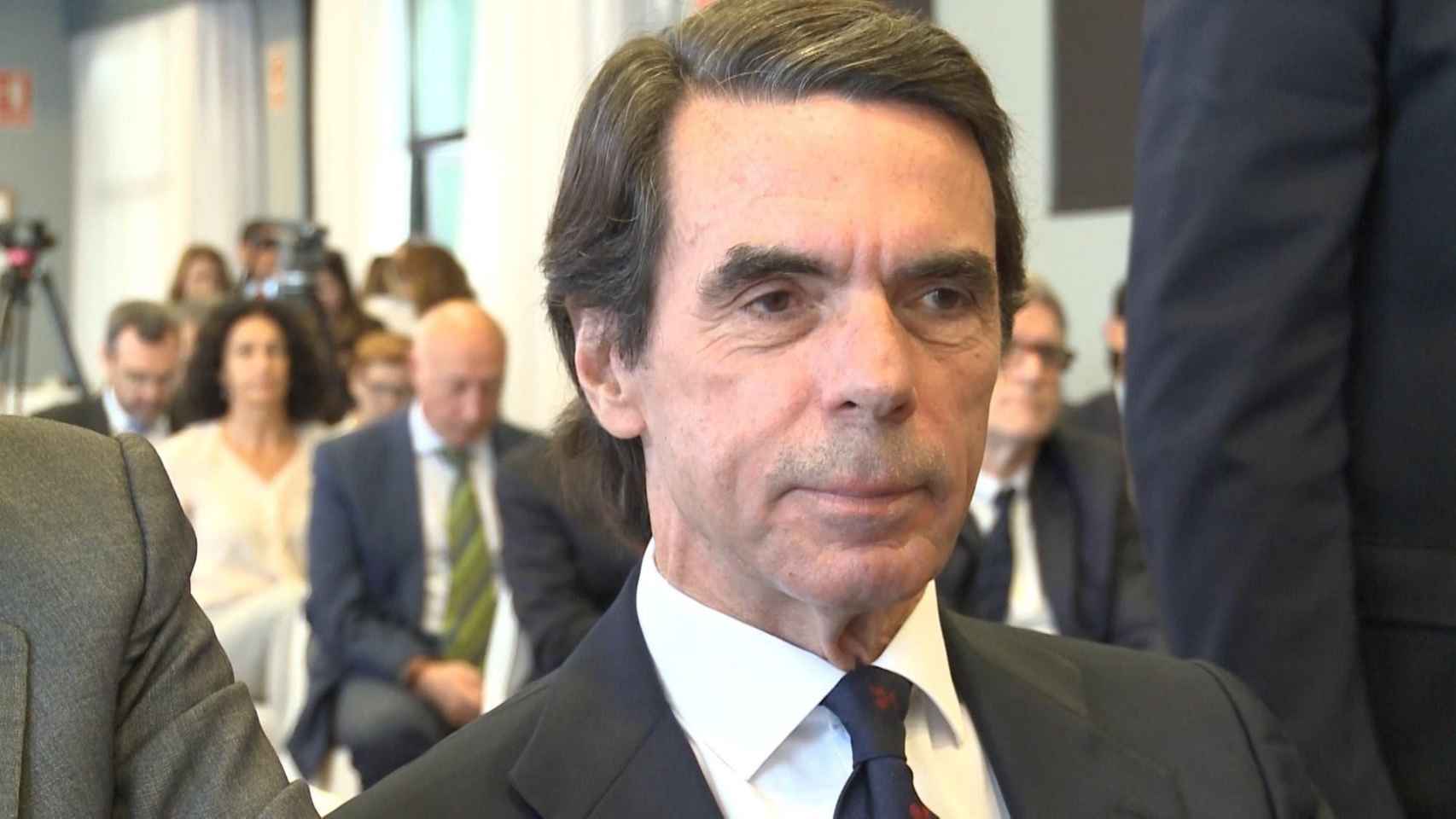 El expresidente del Gobierno, José María Aznar, en la presentación del libro de Javier Zarzalejos esta tarde en Madrid / EUROPA PRESS