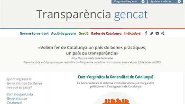 Web de la transparencia de la Generalidad, que depende de la Presidencia autonómica