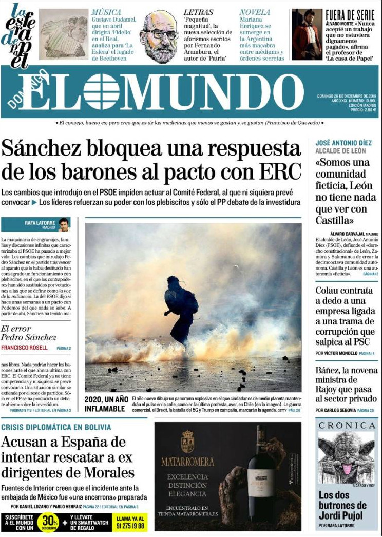 Portada de 'El Mundo' del domingo 29 de diciembre / KIOSKO.NET