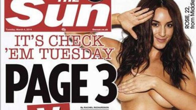 Imagen de la portada de 'The Sun' haciendo referencia a su página tres