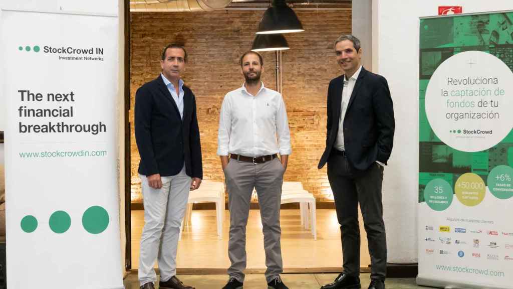 Javier Villacampa, Sergi Pallarès y Javier Tordable, del equipo directivo de Stockcrowd