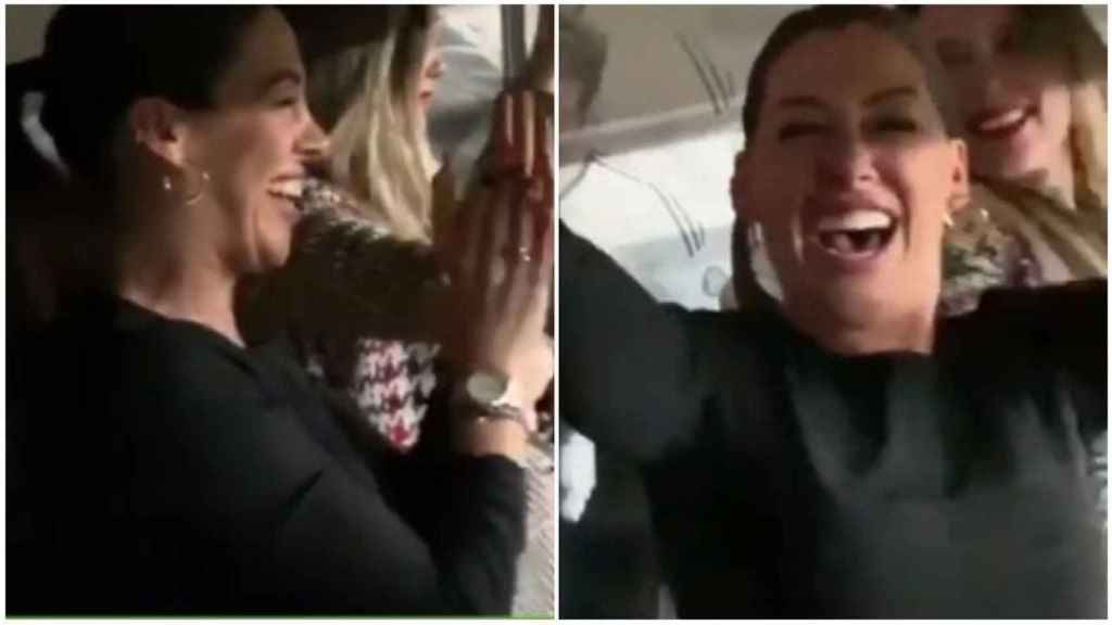 lorena gómez y míriam ramos celebran la victoria del Real Madrid