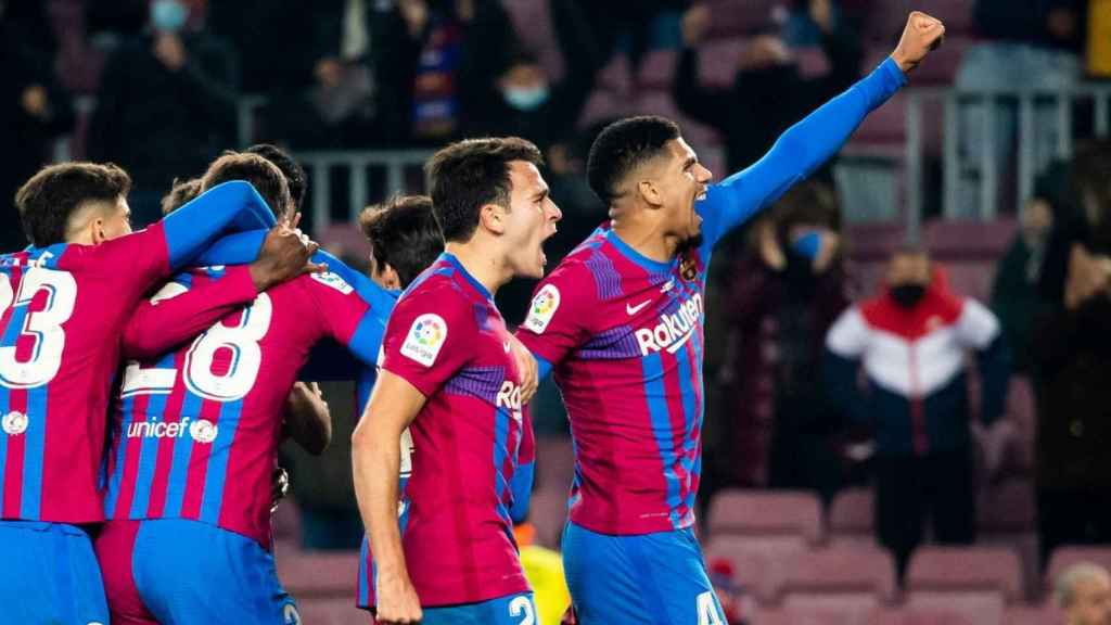 Éric García y Araújo celebran un gol con el Barça / FCB