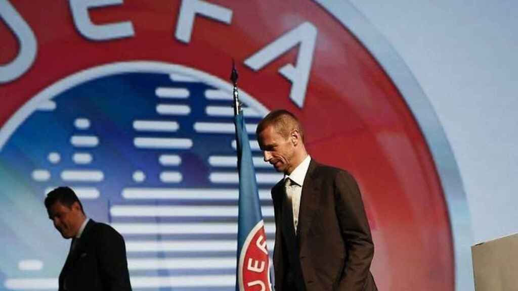 Caferin, presidente de la UEFA, tras presentar la nueva competición / UEFA