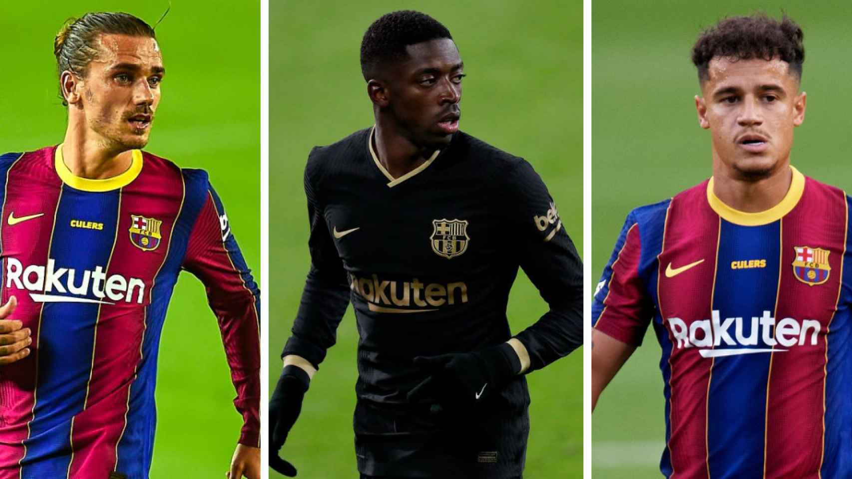 Griezmann, Dembelé y Coutinho, en un montaje | Culemanía