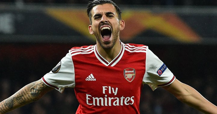 Dani Ceballos celebrando su único gol con el Arsenal / EFE