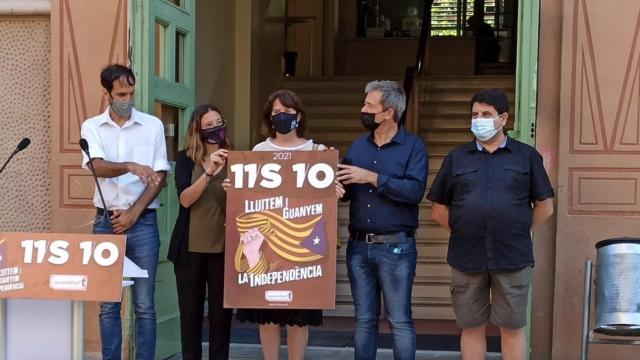 La presidenta de la ANC, Elisenda Paluzie, durante la presentación de los actos de la Diada / EUROPAPRESS
