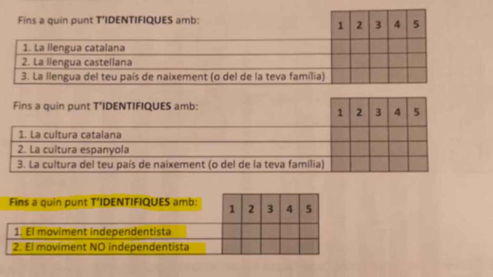 Preguntas del estudio a alumnos de educación secundaria de Cataluña / AEB