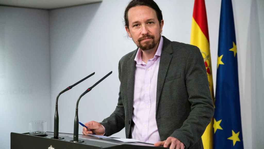 El líder de Podemos, Pablo Iglesias, tras reunirse con el presidente del Gobierno, Pedro Sánchez, en La Moncloa / EFE