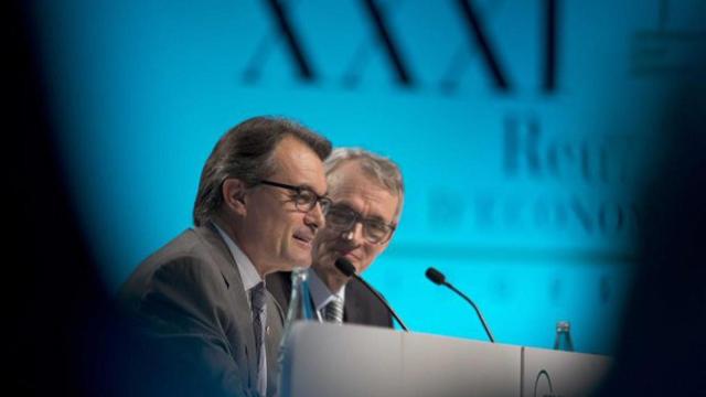 El presidente de la Generalidad, Artur Mas, y el presidente del Círculo de Economía, Anton Costas, en la inauguración de la XXI reunión de la entidad