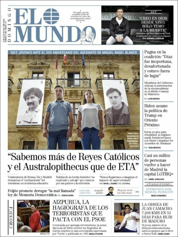 Portada de 'El Mundo' del 10 de julio de 2022