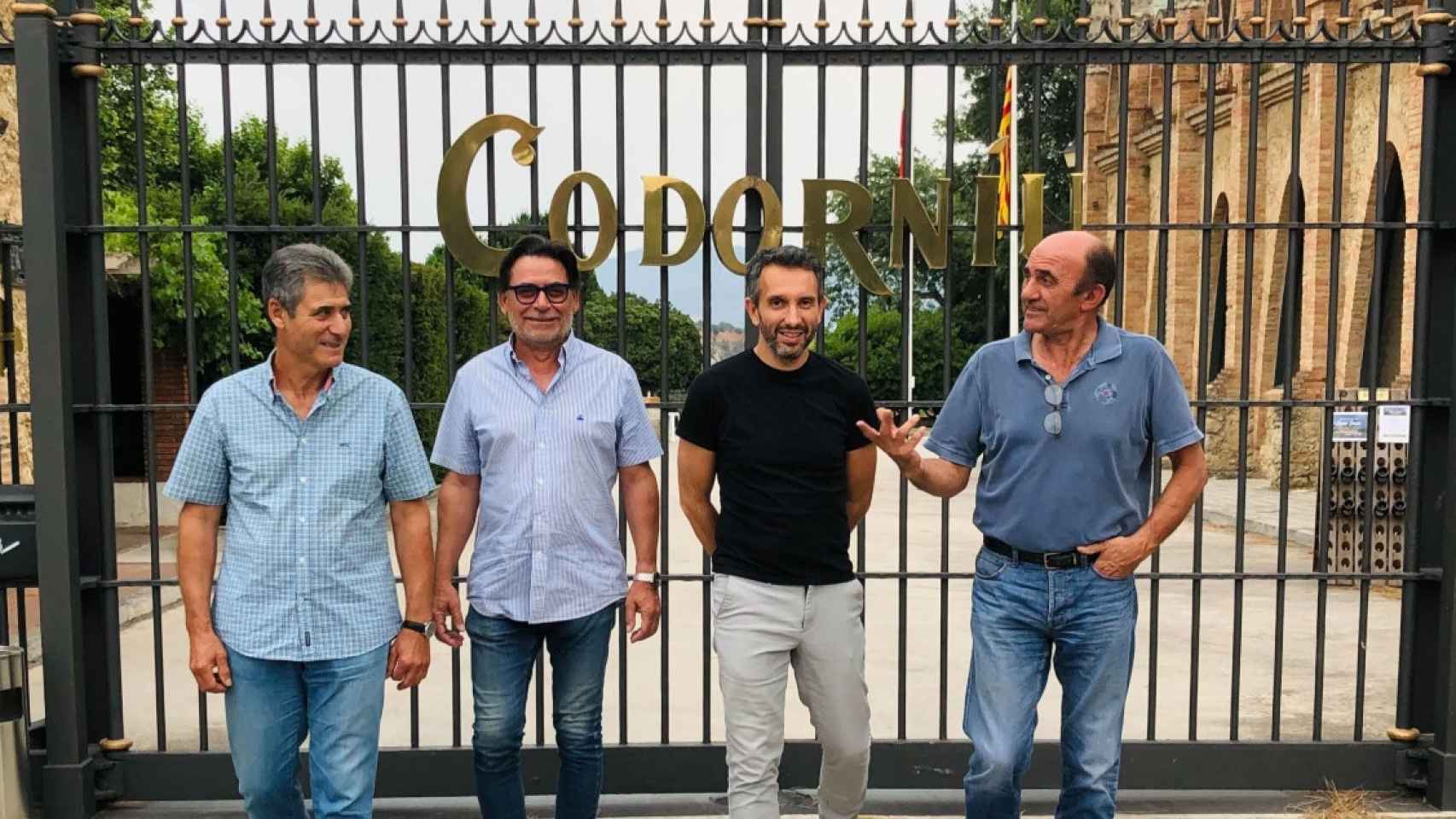 De izquierda a derecha: Jaume Domènech (JARC), Santiago Vallès (Associació Viticultors del Penedès), Sergio Fuster (director general de Raventós Codorníu) y Antonio Borràs (Unió de Pagesos) / CEDIDA