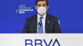 El presidente del BBVA, Carlos Torres, durante la junta de accionistas del banco / BBVA