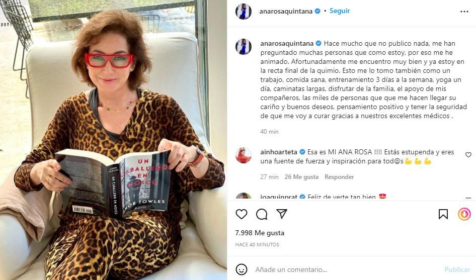 Mensaje de Ana Rosa Quintana / INSTAGRAM