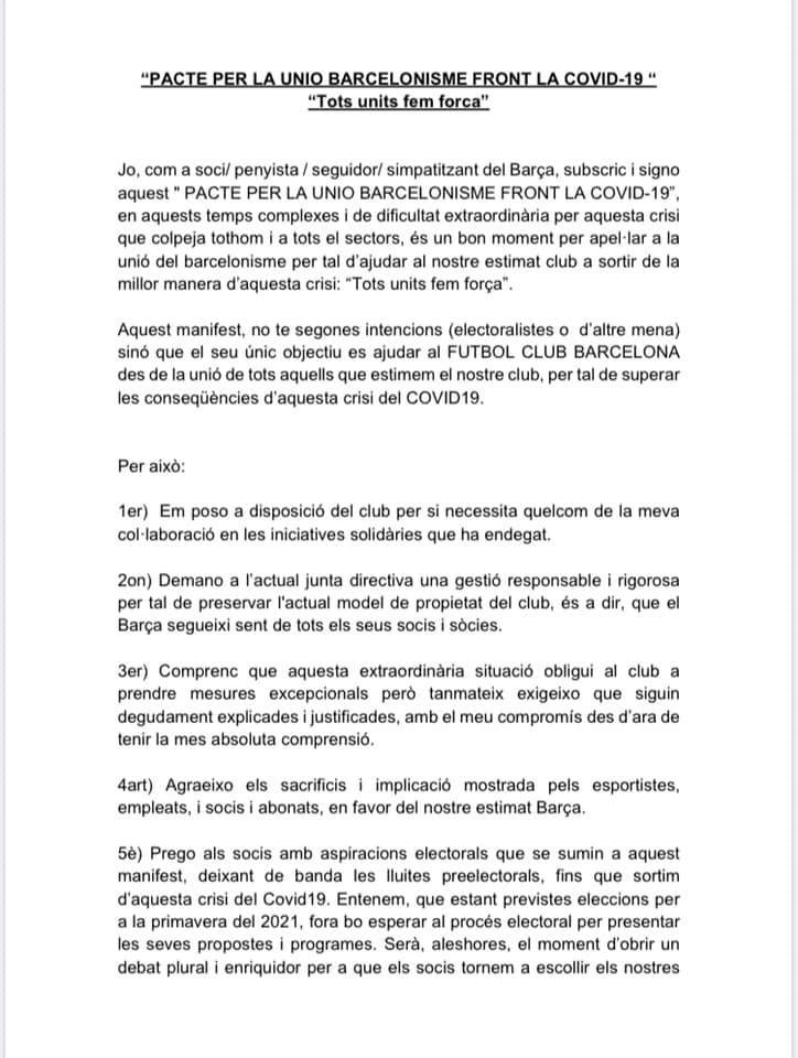 Carta anónima para apoyar el Barça / Culemanía