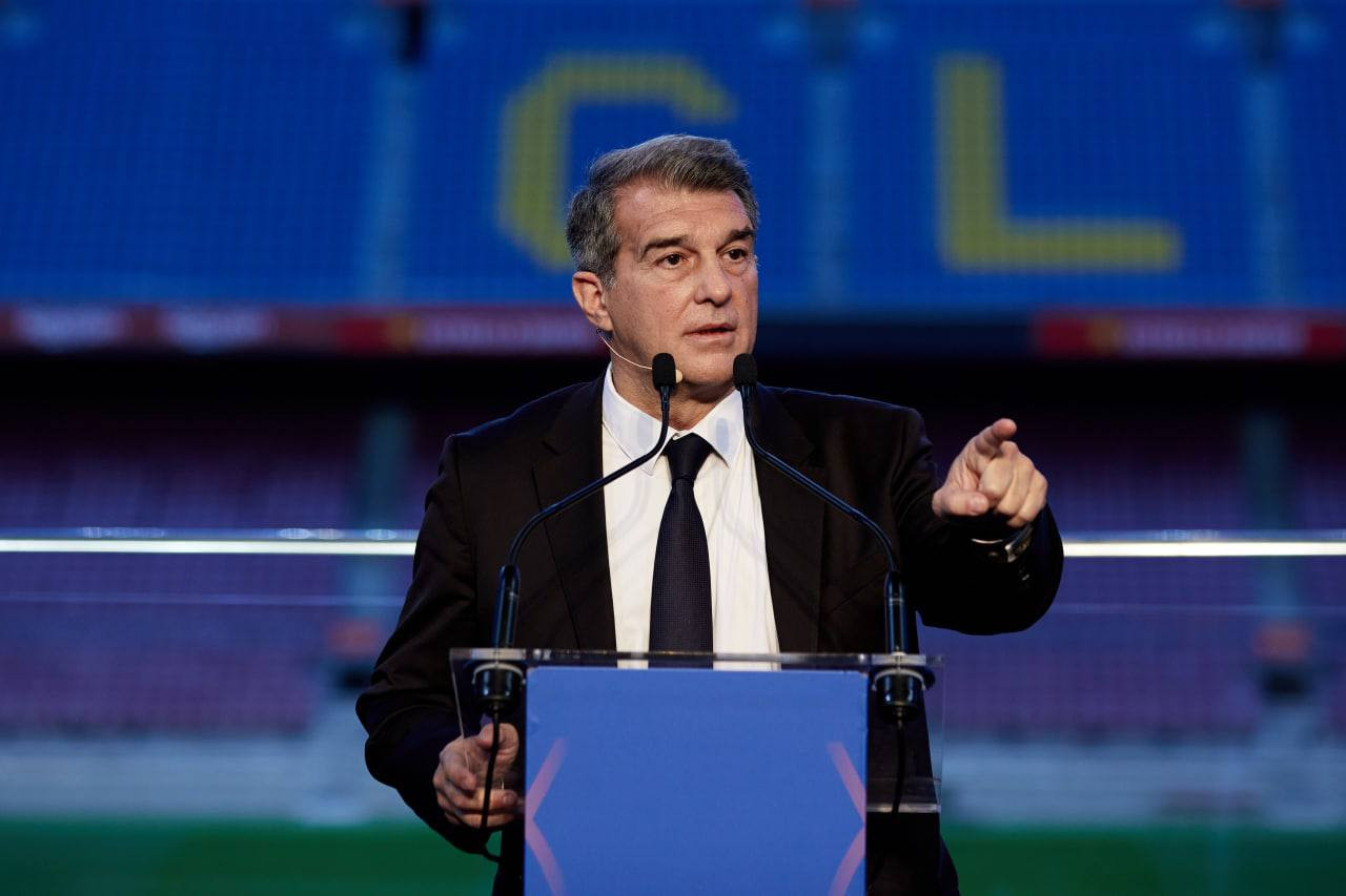 Joan Laporta en rueda de prensa con el Barça / FC Barcelona