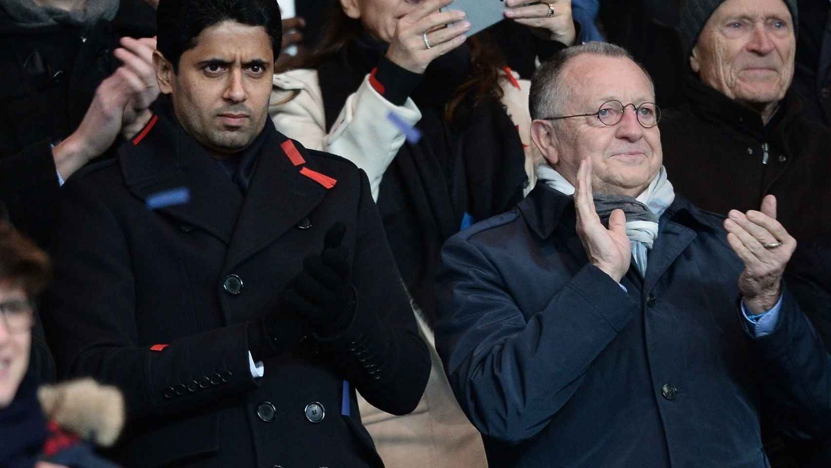 Nasser Al-Khelaifi y Jean-Michel Aulas en un PSG-Lyon / Redes