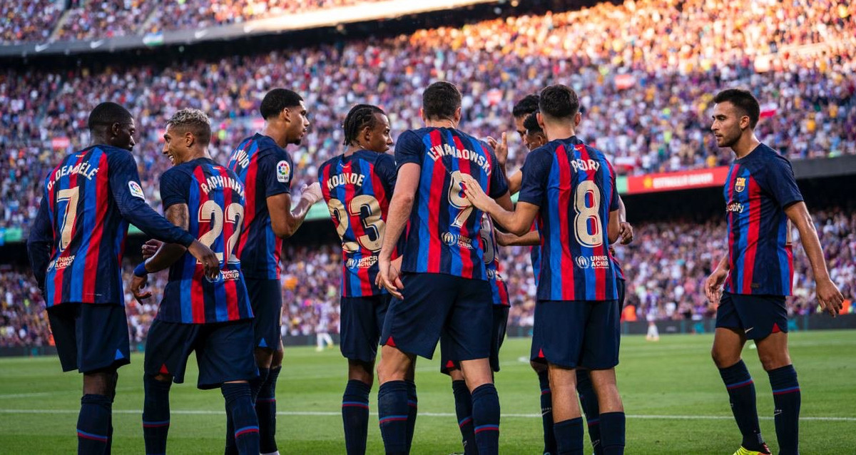 Los jugadores del Barça celebran uno de los goles contra el Real Valladolid / FCB