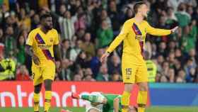 Samuel Umtiti y Clement Lenglet, en el partido de la pasada Liga ante el Betis / EFE