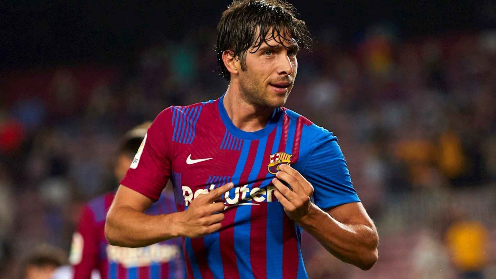 Sergi Roberto celebra su gol ante la Real Sociedad / EFE