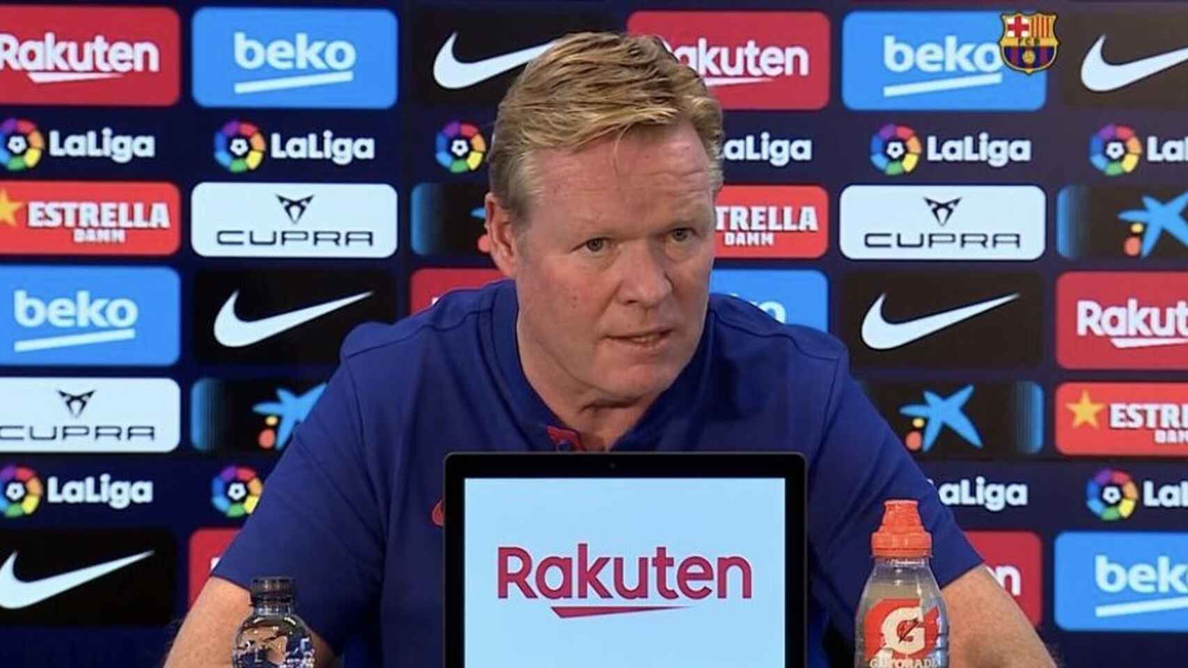 Ronald Koeman en la rueda de prensa previa al partido contra el Atlético / EFE