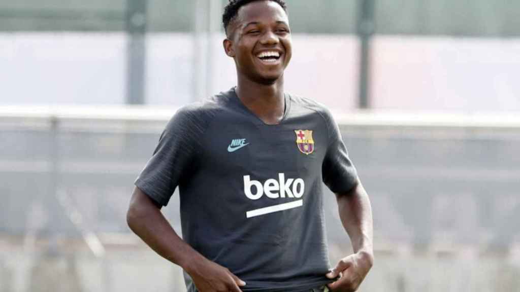 Una foto de Ansu Fati durante un entrenamiento del Barça / FCB