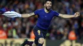 Una foto de Luis Suárez celebrando su gol ante el Atlético de Madrid / FCB