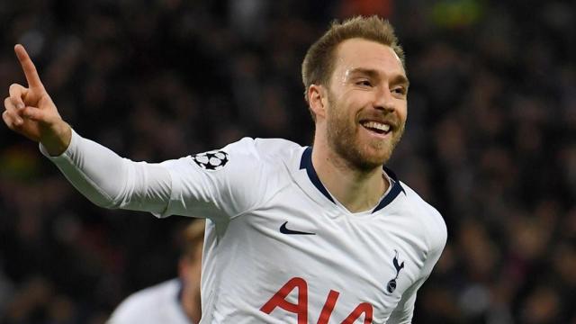 Christian Eriksen, del Tottenham, celebra tras anotar un gol ante el Inter / EFE