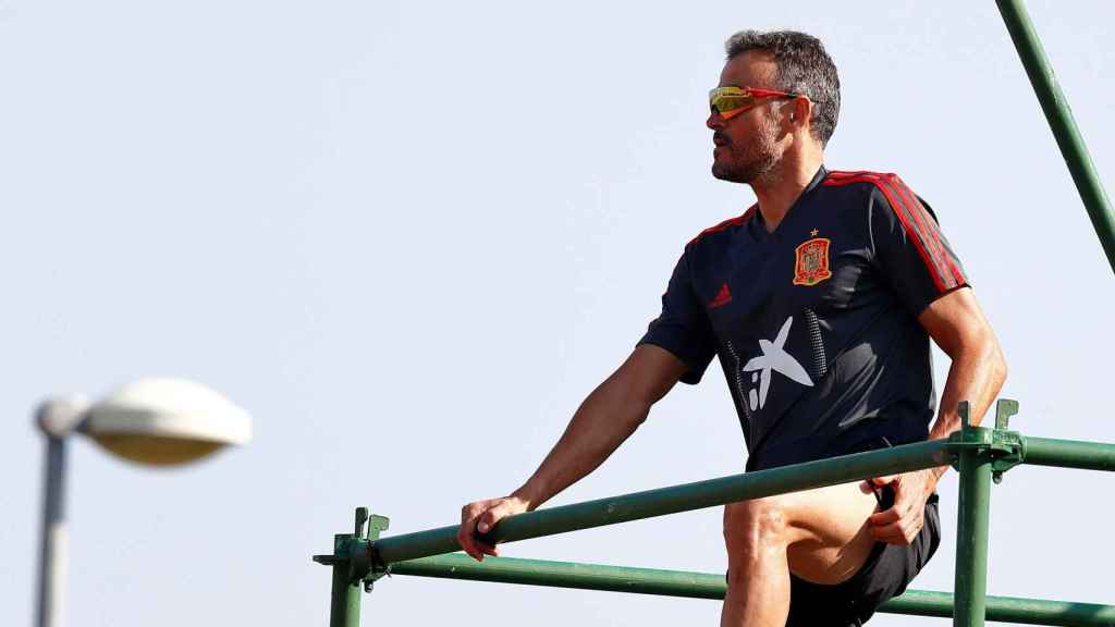 Una foto de Luis Enrique en su primer entrenamiento como seleccionador / EFE