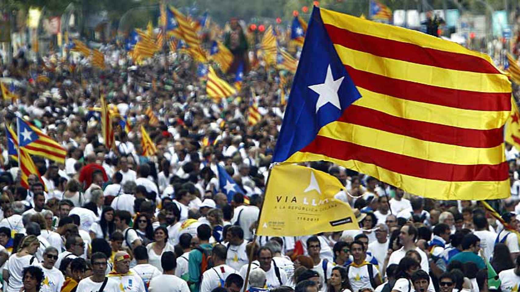 Aspecto de la manifestación independentista de la Diada de 2015