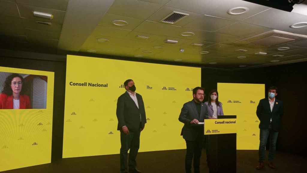 Pere Aragonès, Oriol Junqueras y otros dirigentes de ERC, valorando positivamente sus conversaciones con JxCat / ERC (TWITTER)