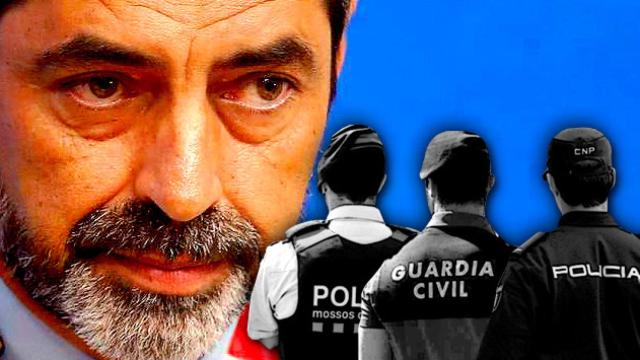 Josep Lluís Trapero y un miembro de los Mossos d'Esquadra, la Guardia Civil y la Policía Nacional / FOTOMONTAJE DE CG