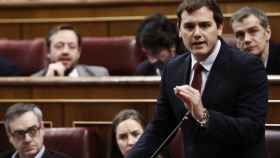 Albert Rivera durante su intervención esta mañana en la sesión de control del Gobierno en el Congreso / EFE