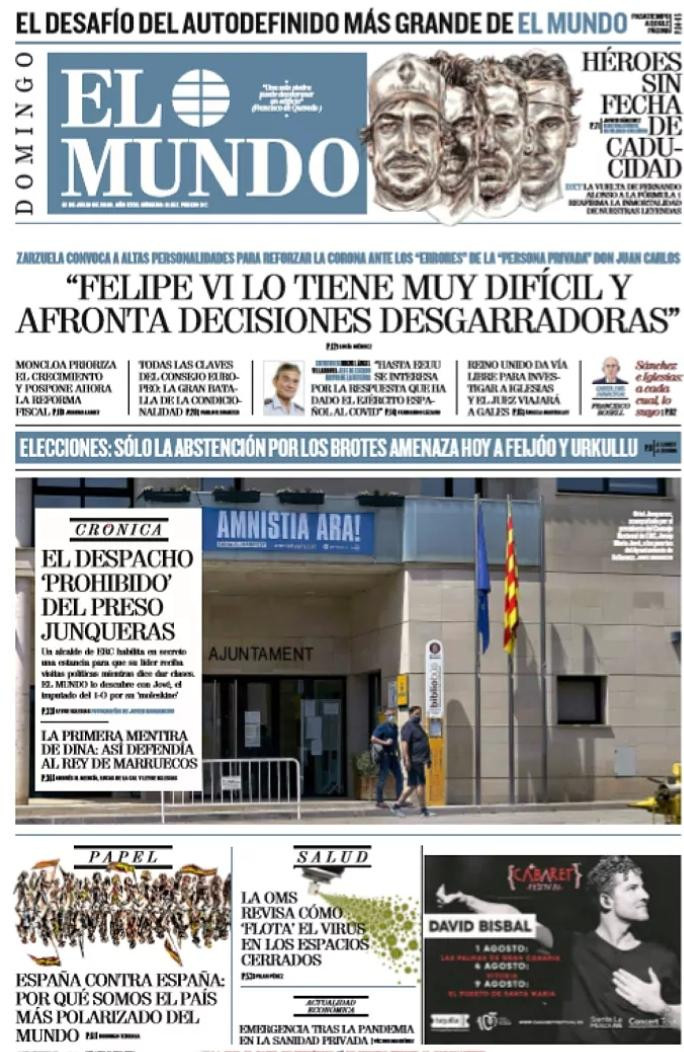 Portada de 'El Mundo' del 12 de julio de 2020