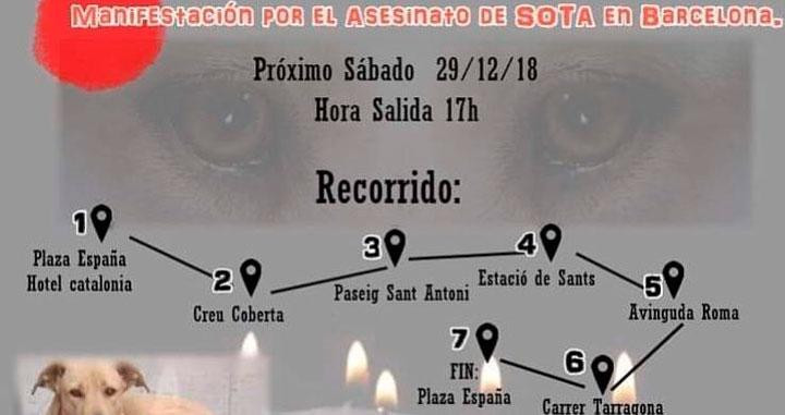 Convocatoria de la manifestación por la muerte de la perra 'Sota' en Barcelona / CG