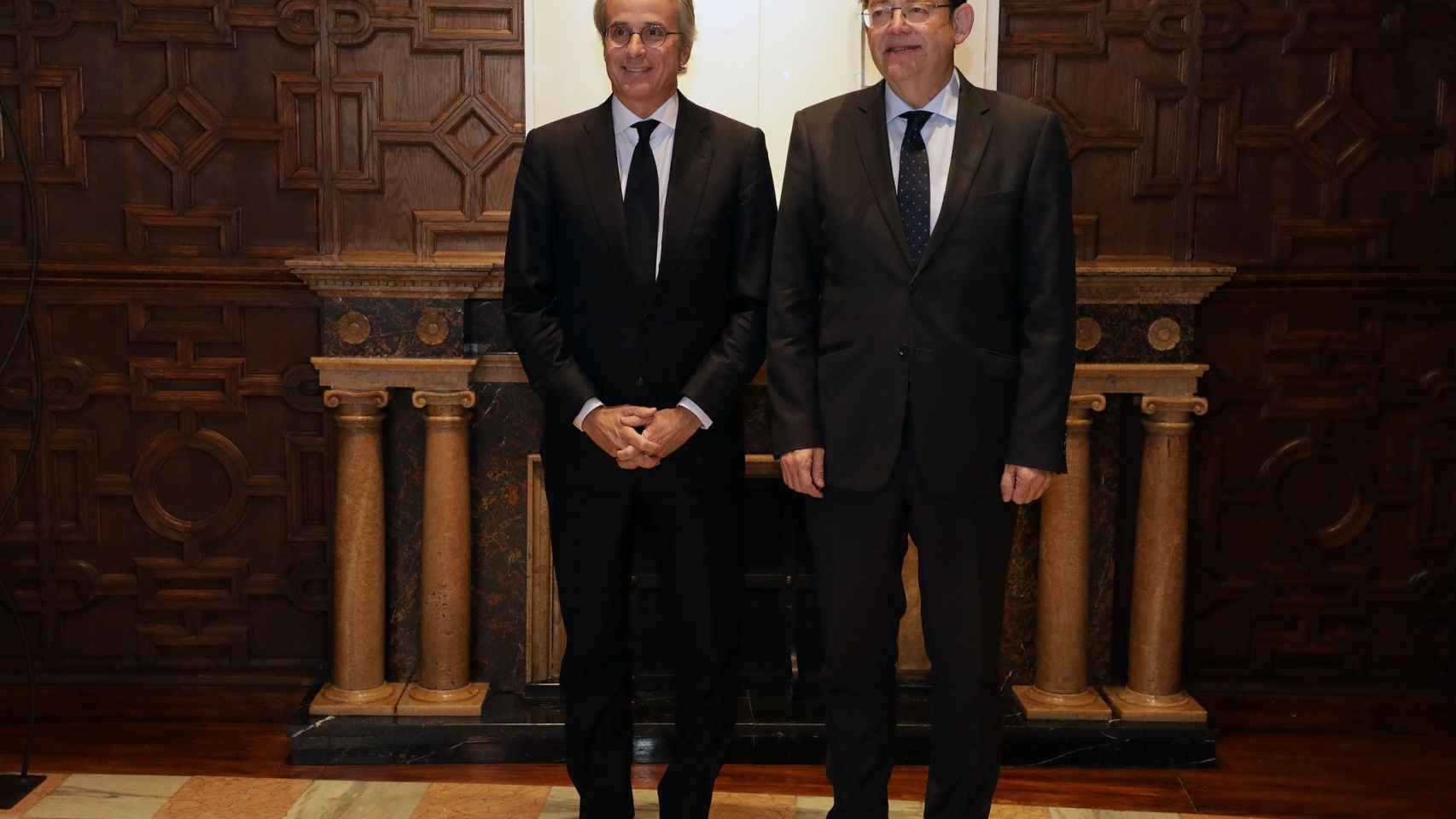 El presidente del Círculo de Economía, Javier Faus, y el presidente valenciano, Ximo Puig, en la Generalitat valenciana / CdE