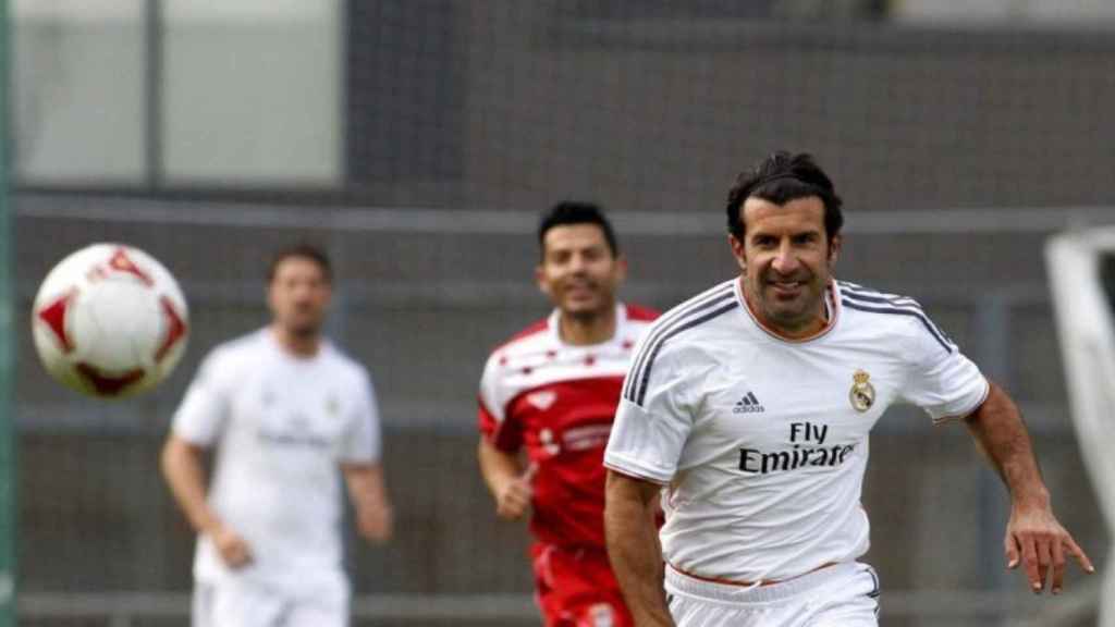 Luis Figo en un partido amistoso de los veteranos del Real Madrid / Redes