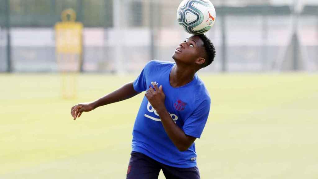 Ansu Fati en un entrenamiento del Barça / FC Barcelona