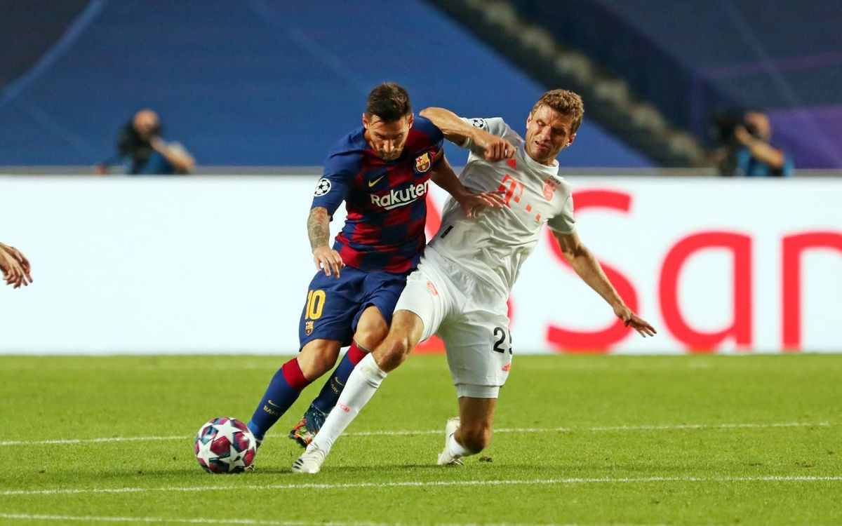 Leo Messi durante el partido ante el Bayern /FCB