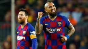 Arturo Vidal, celebrando un gol con el Barça | EFE